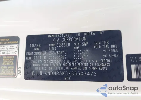 2025 Kia Carnival Mpv Lx из США, поврежденный, VIN KNDNB5K3XS6507475